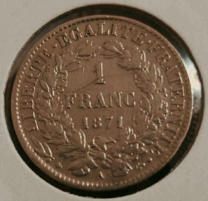 1 Francs Francais 1871 г,Сребро!