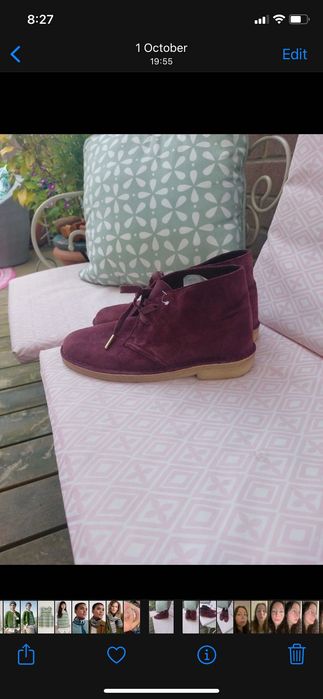 Дамски боти обувки Clarks бордо кларкове