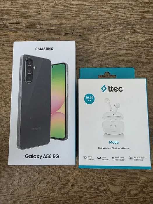 НЕРАЗОПАКОВАН Samsung Galaxy A56 8GB RAM/128GB и безжични слушалки
