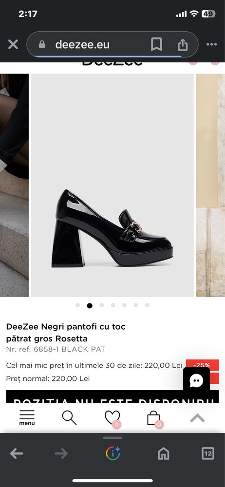 DeeZee Negri pantofi cu toc pătrat gros Rosetta