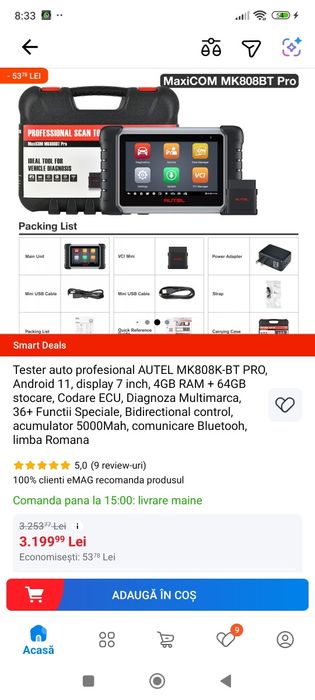 Tester auto profesional Autel MK808 BT PRO 2025