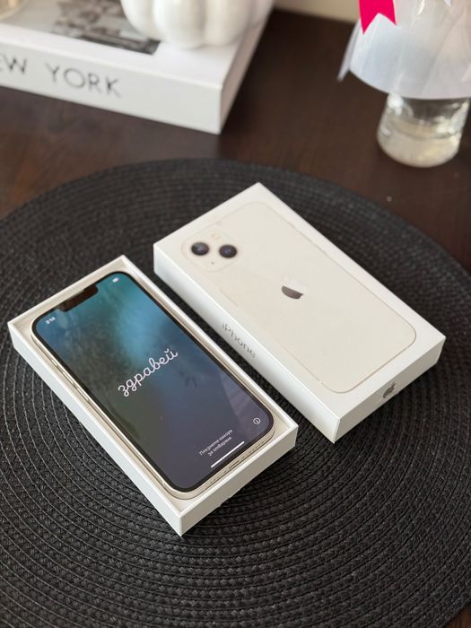 Iphone 13 128GB, Starlight, Нова батерия, Протектори+Калъфи