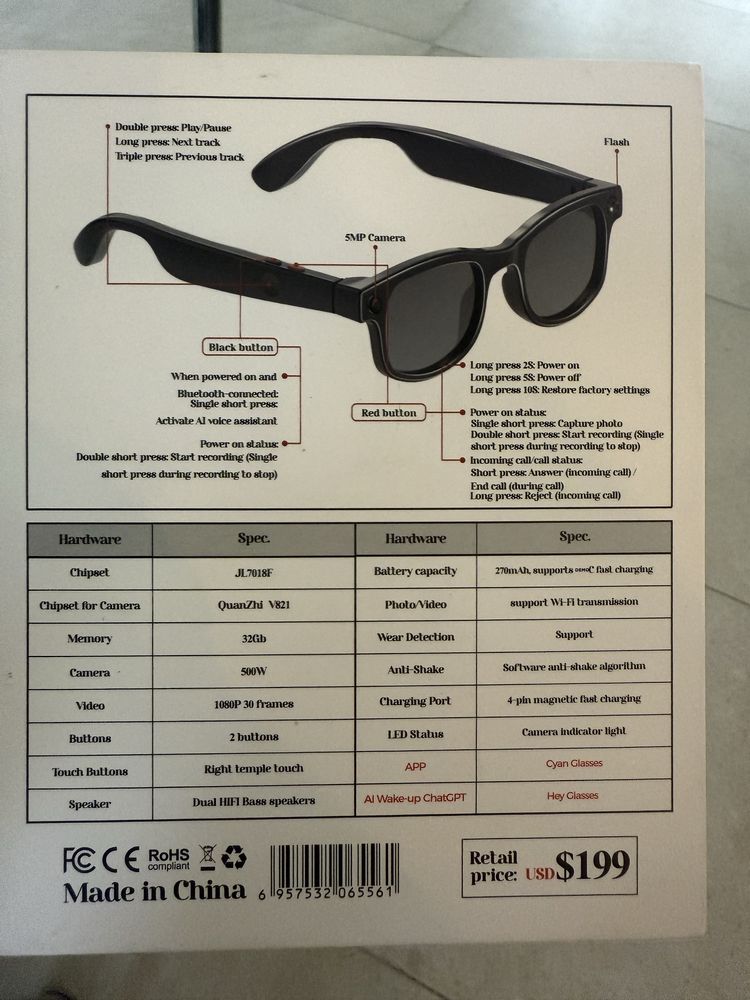 Smart glasses  очки с камерой  состояние идеальное