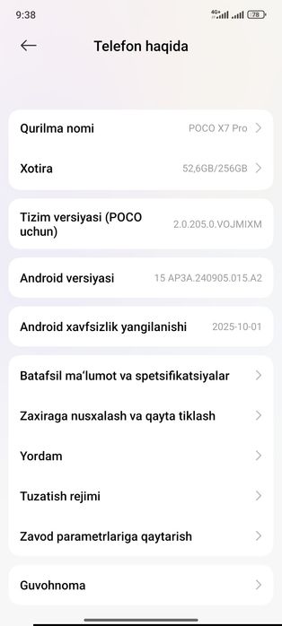 Poco x7 pro 256 gb