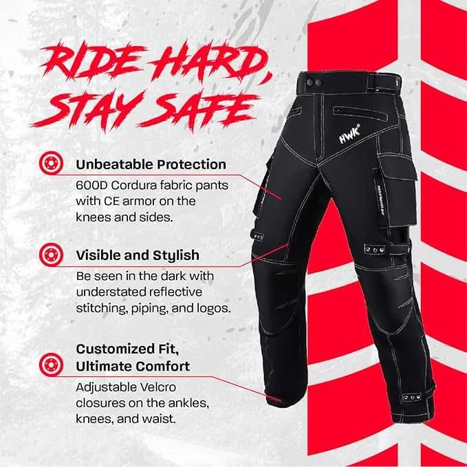 Мотоштаны HWK Dual Sport Motorcycle Pants, размер 32W x 30L, новые