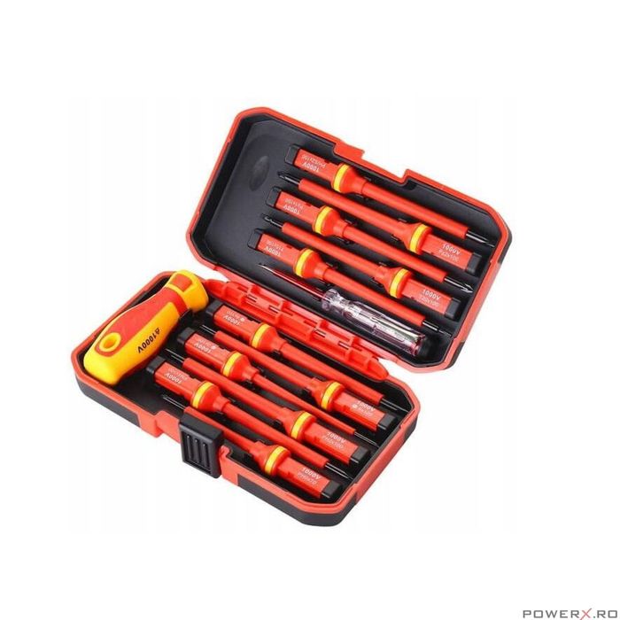 Trusa surubelnite izolate, 14 bucati, tensiune de funcționare 1000 V,