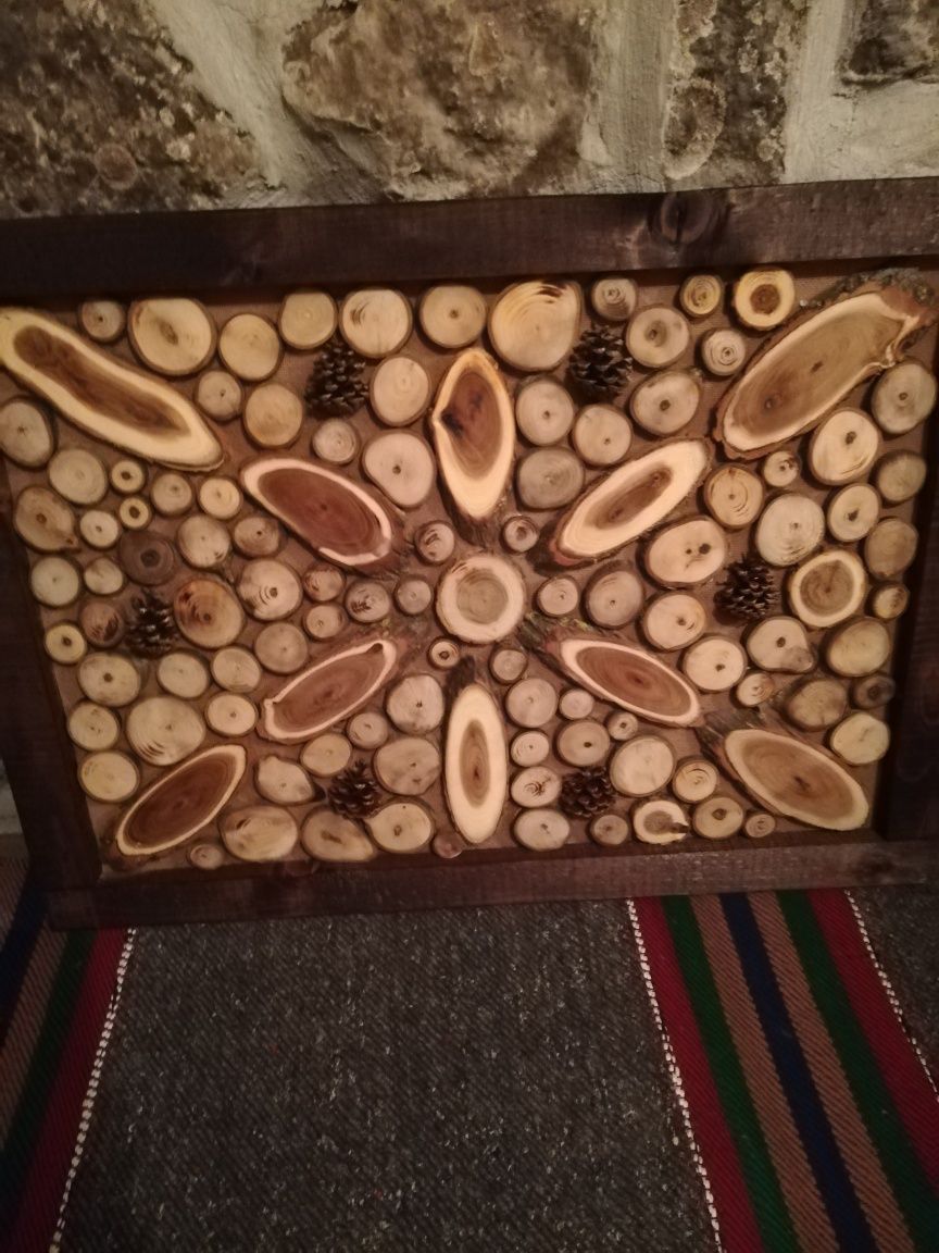 Пано от дървени шайби за декорация
