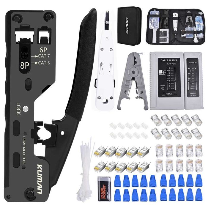 Kit Unelte Rețea Kuman, Tester Cablu și Unelte de Reparare, P9300