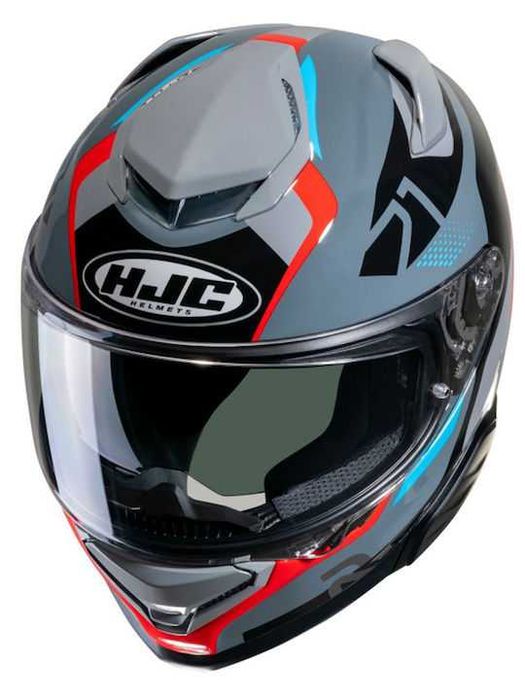 Cască Moto HJC Rpha 71 Hapel MC21, față întreagă cu Sunvisor.