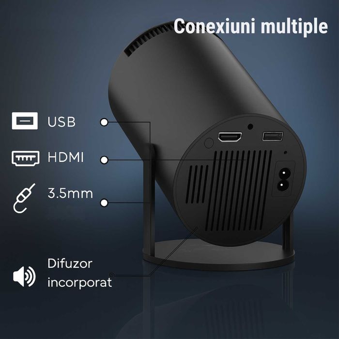 Video Proiector Smart Portabil  HD (Suport 4K), Wi-Fi 6