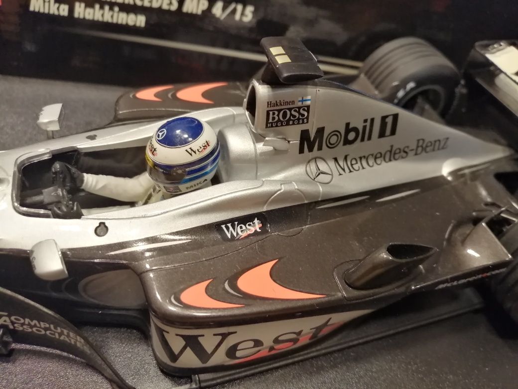 Macheta formula 1 Mika Hakkinen, Mclaren Mercedes mp4 15, minichamps
