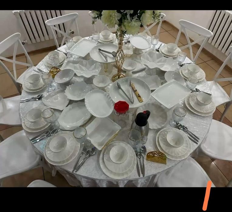 Посуда, стол , стулья в аренду, казан.