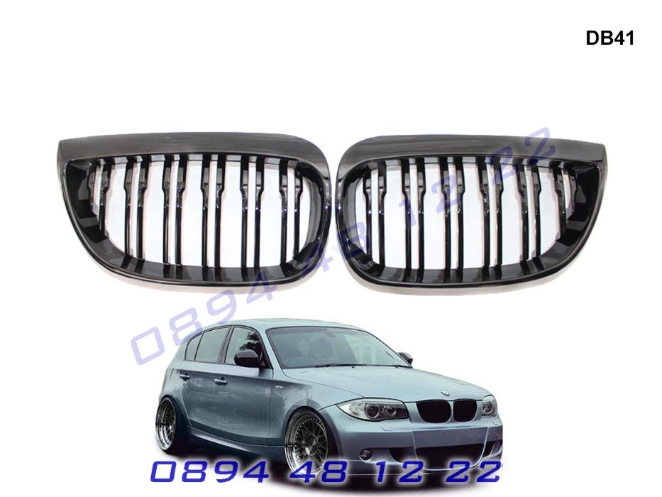 Двойни M Бъбреци Решетки BMW 1 E87 2004 до 2007 БМВ Е87 Черен Гланц