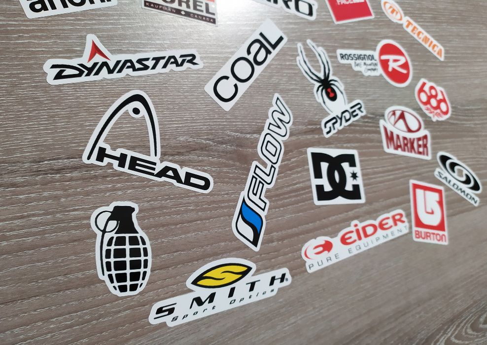 Стикери спонсори Сноуборд Ски марки лист А4 - 23 бр. общо Sticker