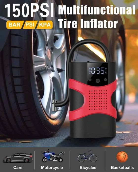 Starter auto portabil, 12000mAh pornire auto,  powerbank, compresor