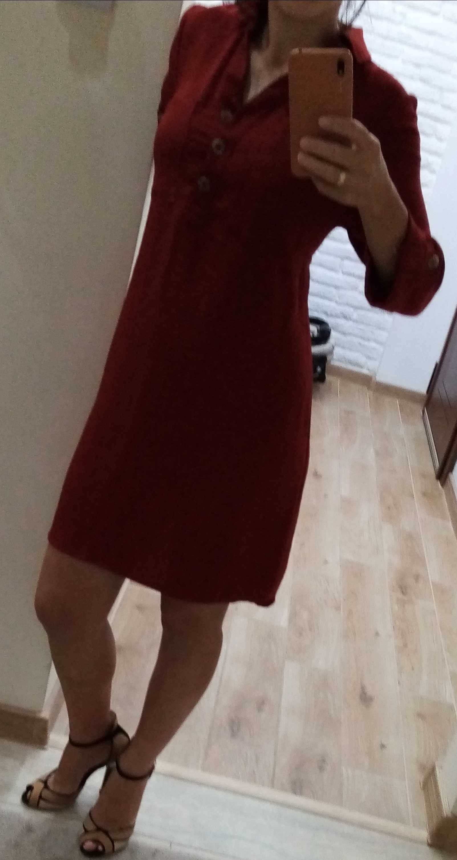 Дамска риза - рокля в керемидено-червен цвят