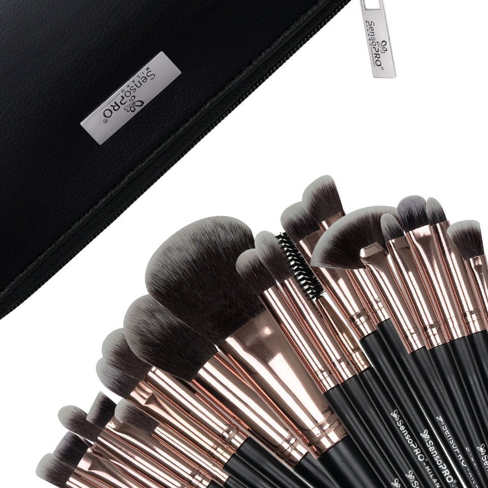 Set 20 pensule machiaj Senso Pro Milano Black Gold + Borseta