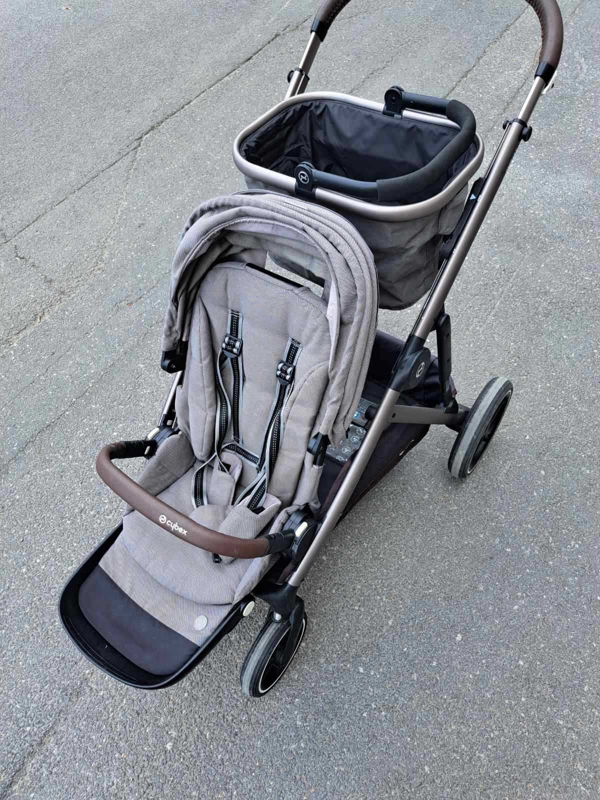 Cybex Бебешка количка Gazelle S Stone Grey + 2бр летни + 1бр зимен кош