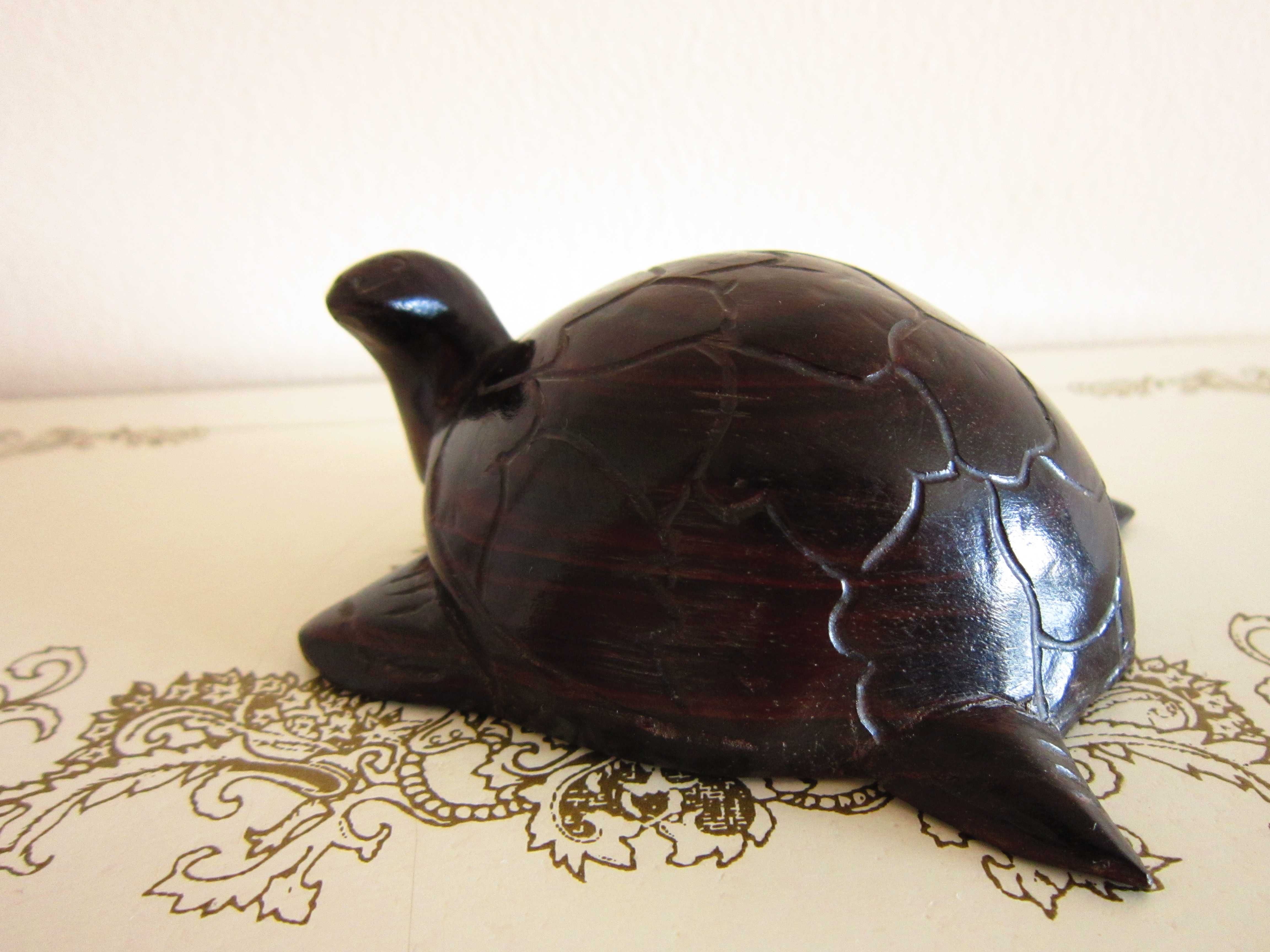 cadou rar țestoasă de colectie Sea Turtle sculptura lemn de trandafir