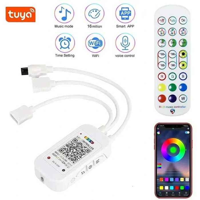 Controller banda led RGB smart wifi tuya cu telecomanda dimmer muzical