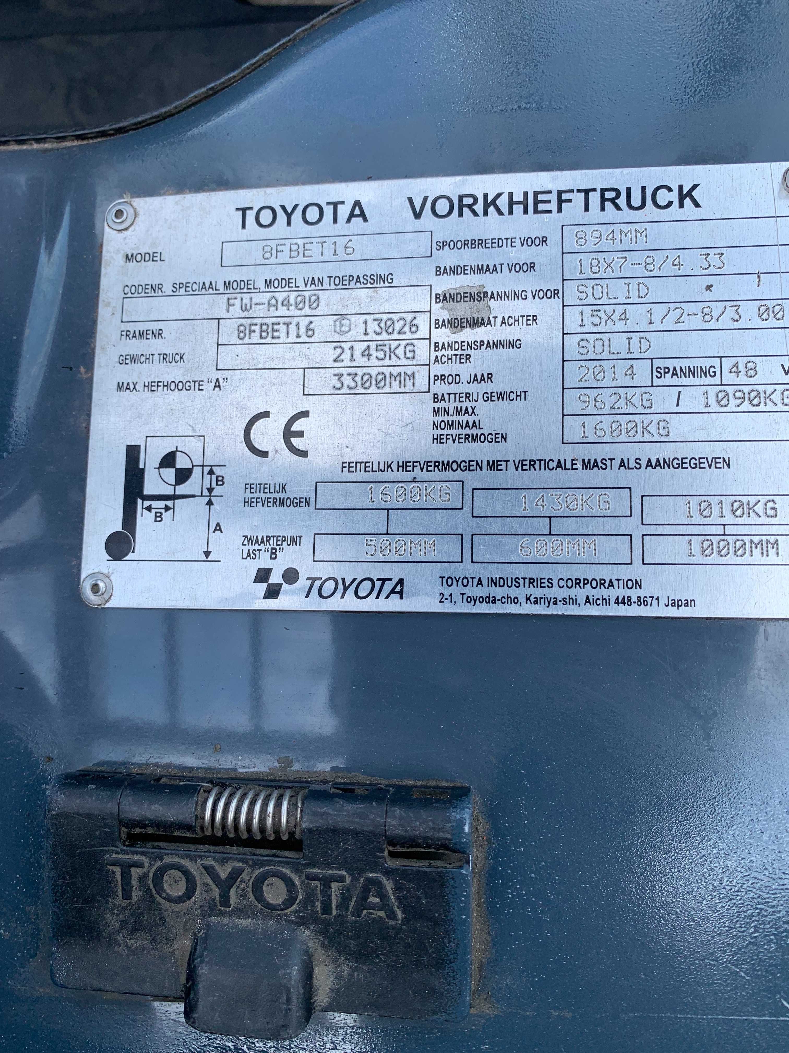 Electrostivuitor Toyota Seria 8-FBEKT-16-13026 Anul fabricatiei 2014