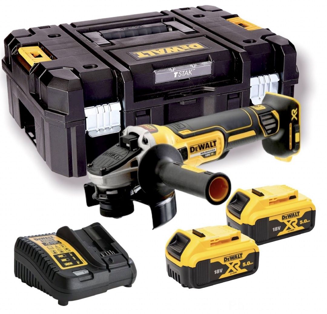 Ъглошлайф Dewalt DCG405P2K/18V Безчетков с 2бр.5Ah, Зарядно и куфар