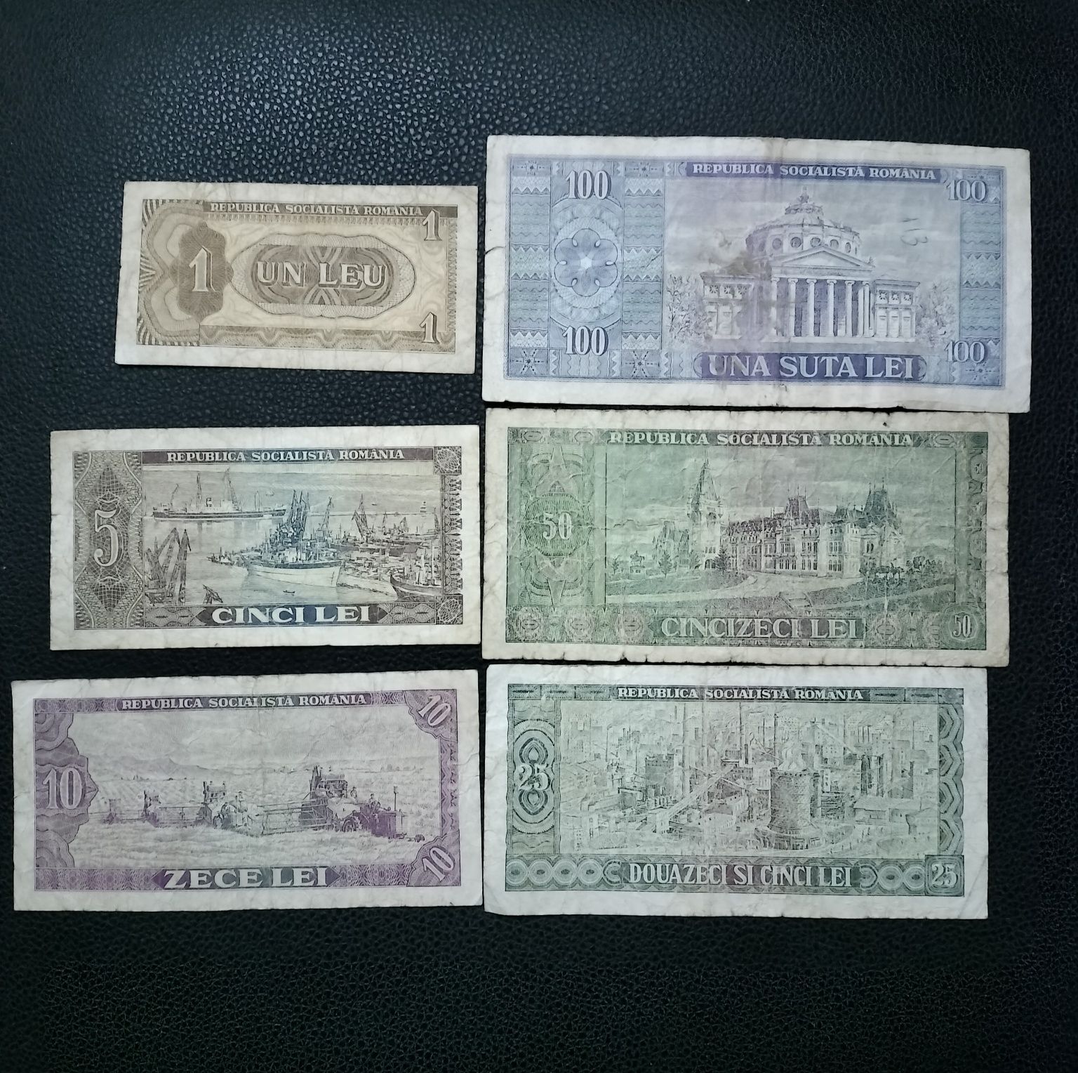 Bancnote 1 leu, 5, 10, 25, 50, 100 lei 1966 RSR