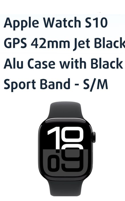 APPLE WATCH S10 42mm Jet Black Al Black SB S/M GPS.