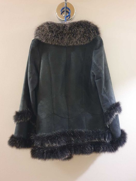 Cojoc blana naturala cu guler vulpe argintie