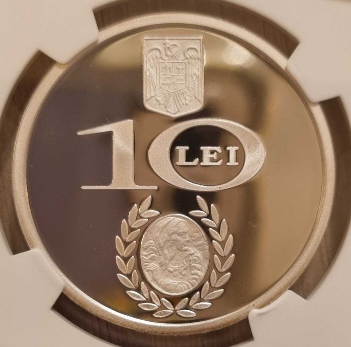 Moneda BNR 10 lei argint Nicolae Balcescu gradata NGC PF 69 UC