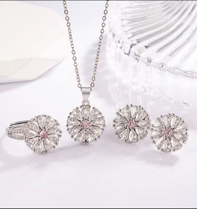 Set de bijuterii din cristale turcoaz din argint S 925