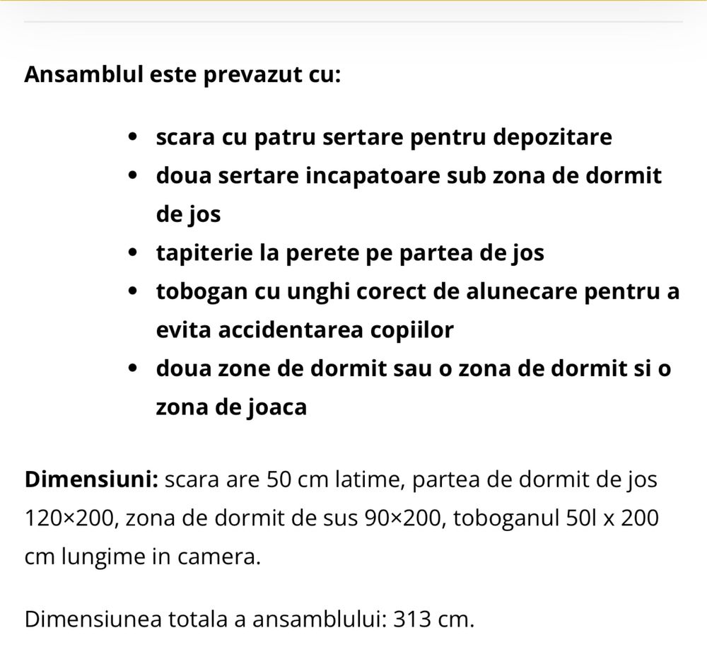 Pat deosebit supraetajat cu tobogan si căsuță