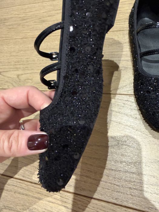 Balerini negri, glitter, Zara, marime 33