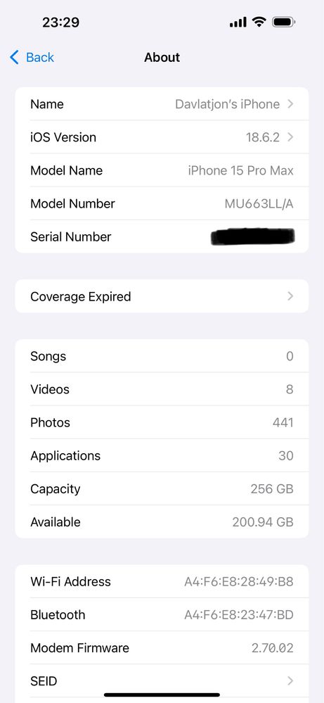 Iphone 15 pro max LL/A, 256gb