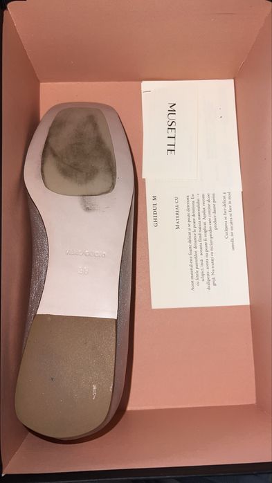 balerini argintii Musette din piele naturală, mărimea 38