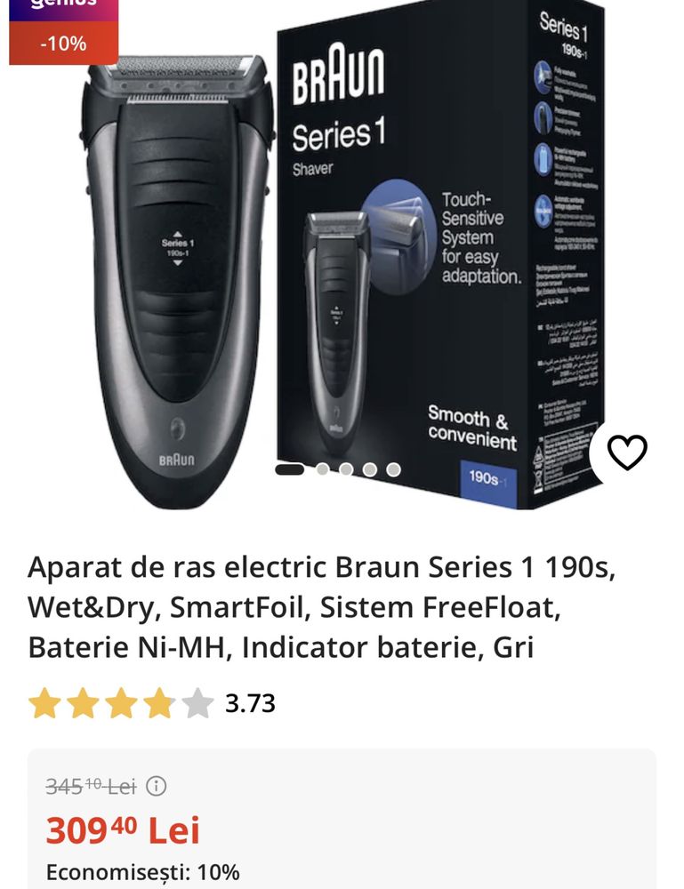 Aparat de ras electric Braun Series 1 190s, Wet&Dry