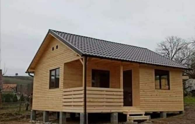 Cabana stil A-Frame si case din structura de lemn de d