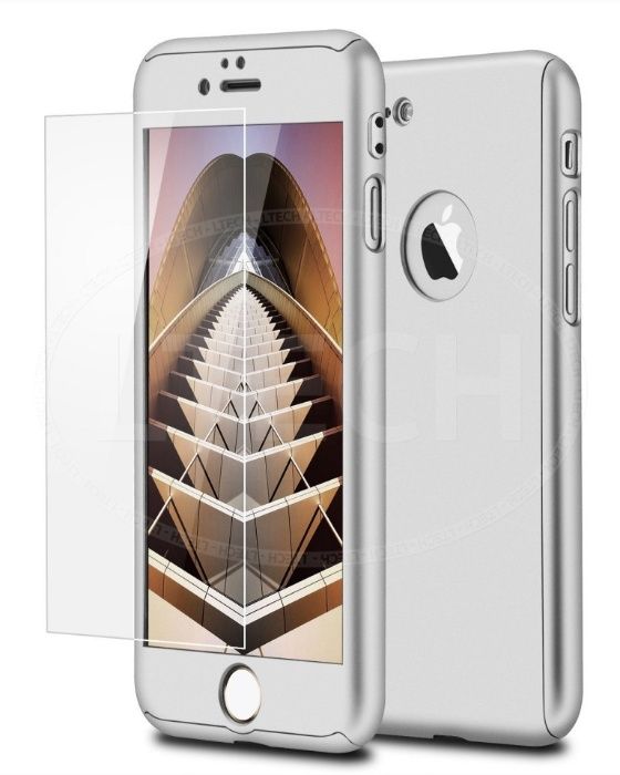 Husa Apple iPhone 8, FullBody Elegance Luxury Silver, acoperire 360