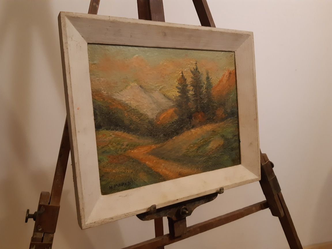 Стара маслена картина на художника Николай Илиев с подпис ''Пейзаж ''