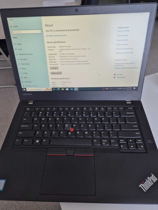 Laptop Lenovo ThinkPad T470 CPU i7 2.70GHz, RAM 32 GB, SSD 512 MB