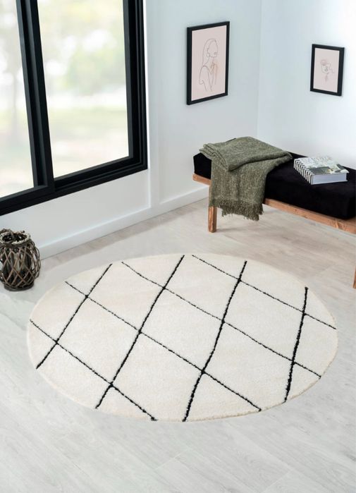 Covor rotund, moale si pufos, 140 cm diametru