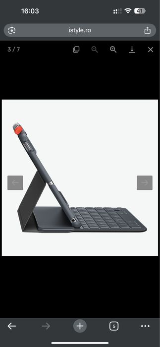 Husa cu tastatura Logitech Slim Folio pentru iPad (gen 7,8,9), Black