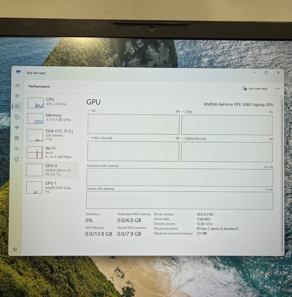 Геймърски лаптоп Intel Core I7 11800H, RTX 3060 6GB, 16GB ram, 1TB SSD