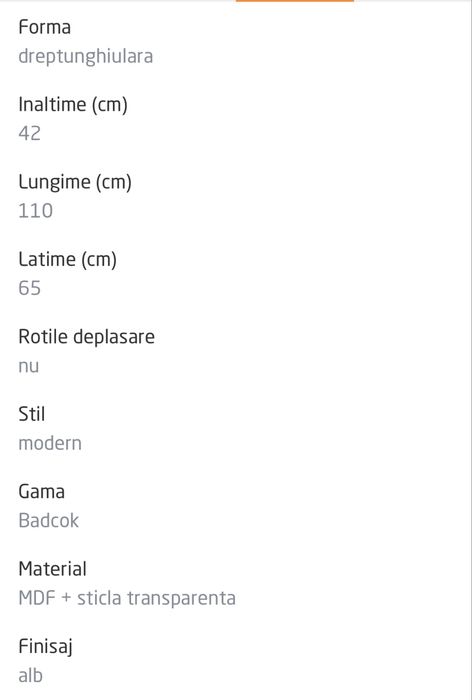 Masuta badcoka de sticla