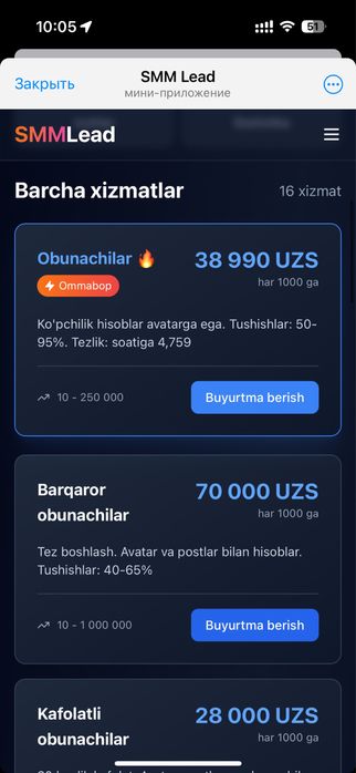 SMM Instagram nakrutka 1,000 dan million gacha