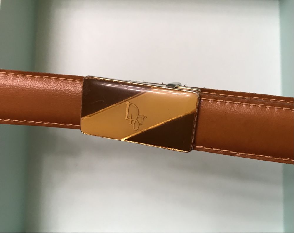 DIOR VINTAGE Leather Belt, 1970, curea piele Dior