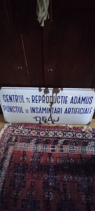 Firma veche,reclama,  emailata, tabla comunista