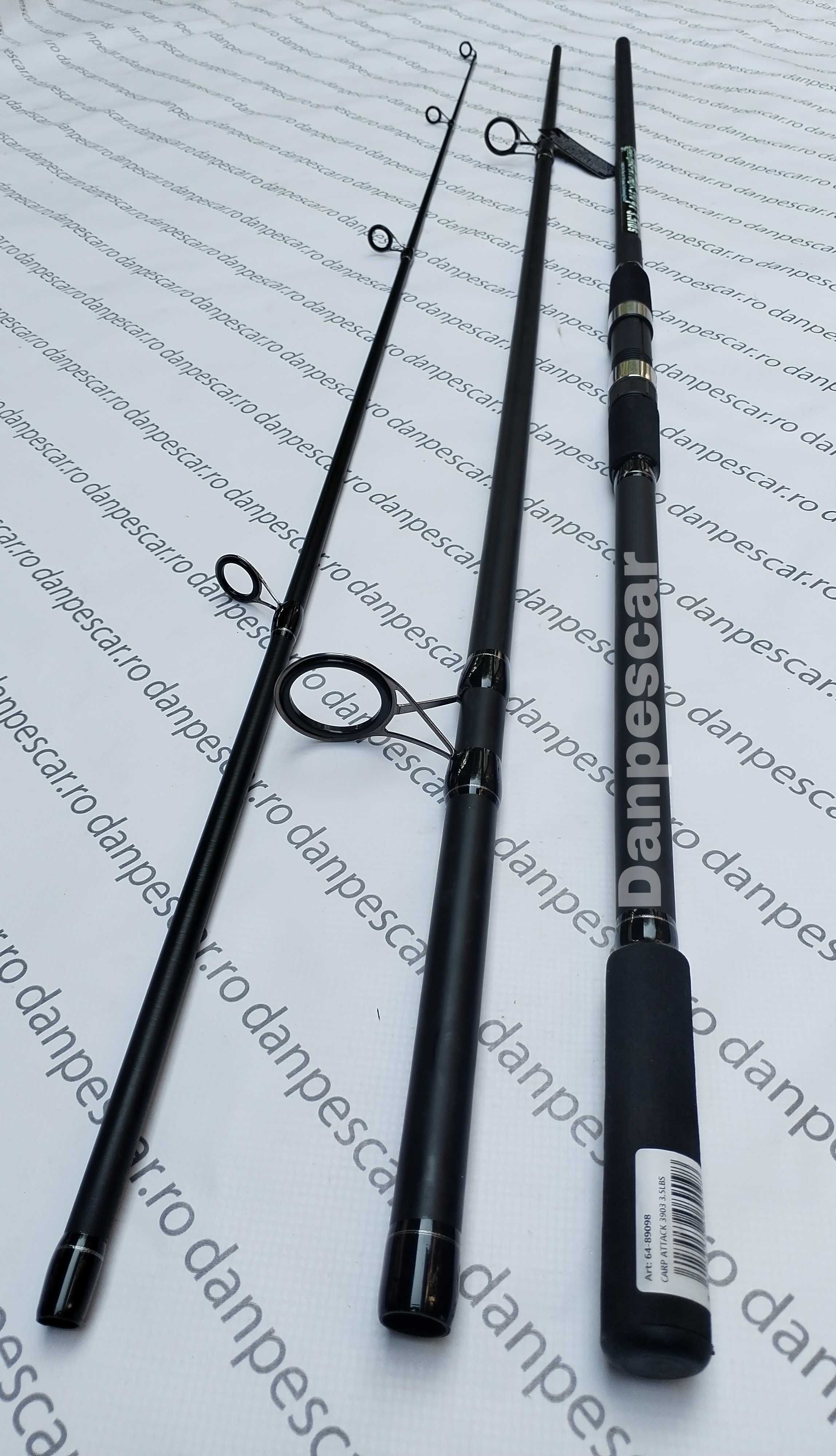 SET 4 Lansete 3,90metri PROFL CARP ATTACK din 3 bucati 3,50LBScompozit