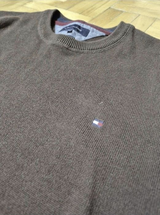 Pulover Tommy Hilfiger Premium Cotton, Bărbați, Maro, Mărimea XL