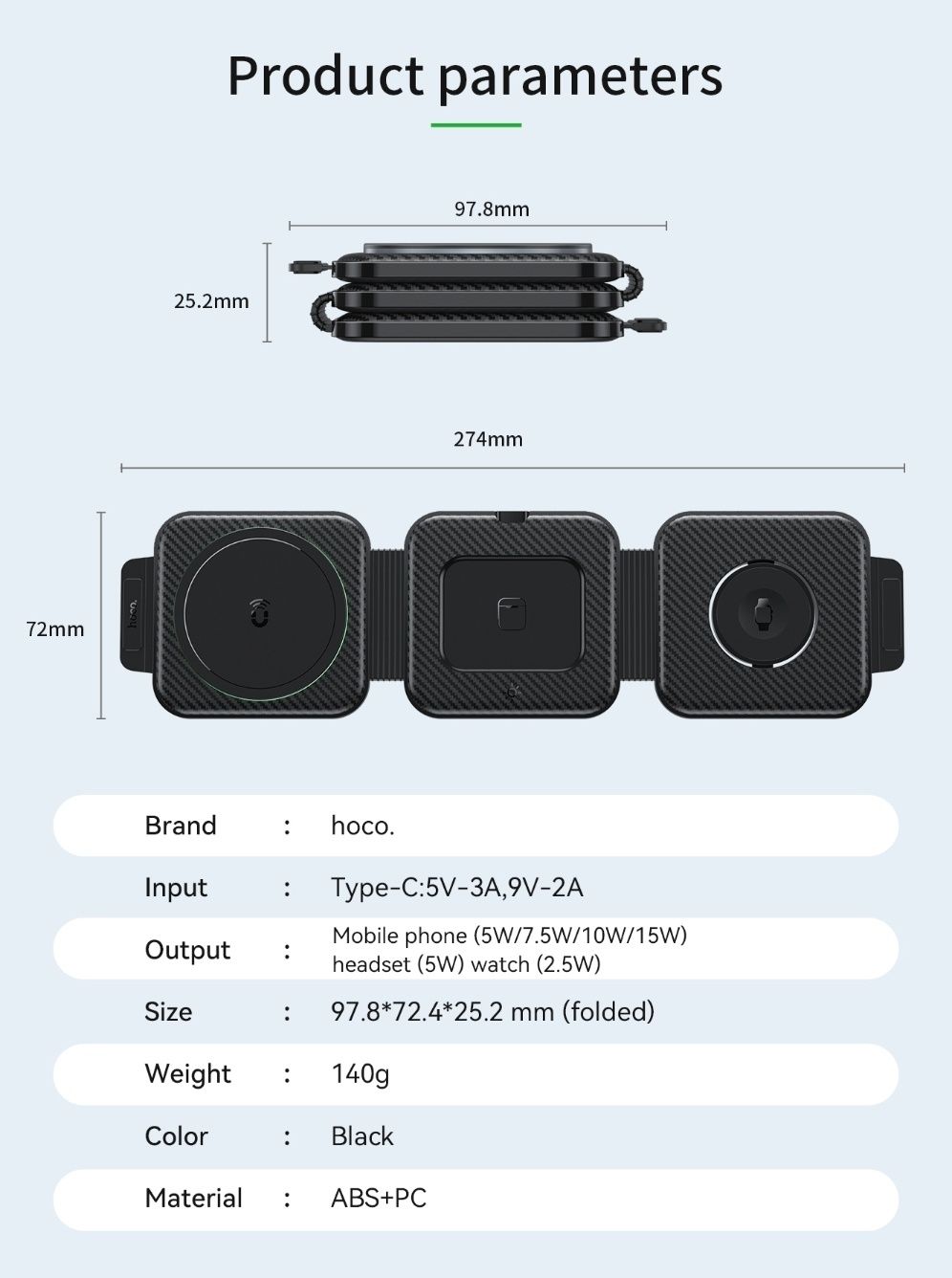 Hoco CQ4 Док-станция 3 в 1 Magnetic 15W iPhone 13 и 14 iWatch AirPods